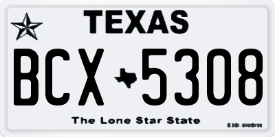 TX license plate BCX5308