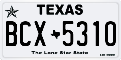 TX license plate BCX5310