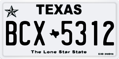 TX license plate BCX5312