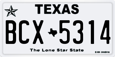 TX license plate BCX5314