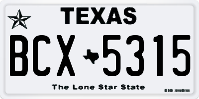TX license plate BCX5315