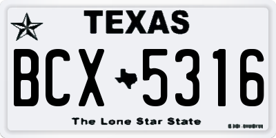 TX license plate BCX5316