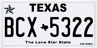 TX license plate BCX5322