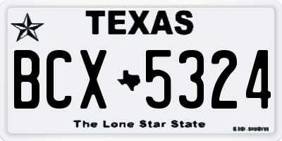 TX license plate BCX5324