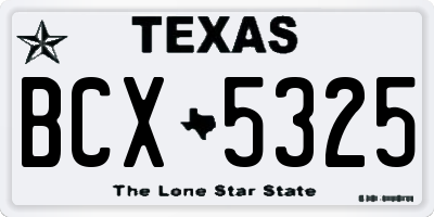 TX license plate BCX5325