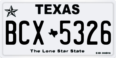 TX license plate BCX5326