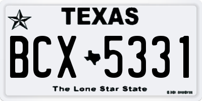 TX license plate BCX5331