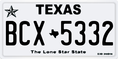 TX license plate BCX5332