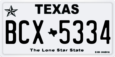 TX license plate BCX5334