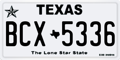 TX license plate BCX5336