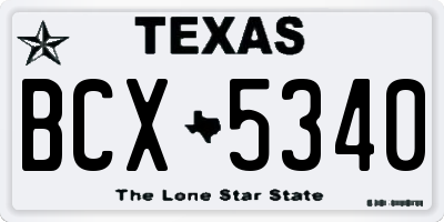 TX license plate BCX5340