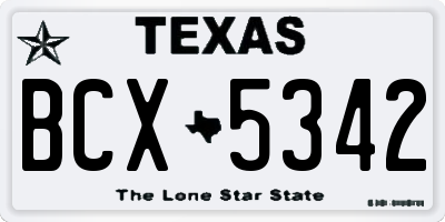 TX license plate BCX5342