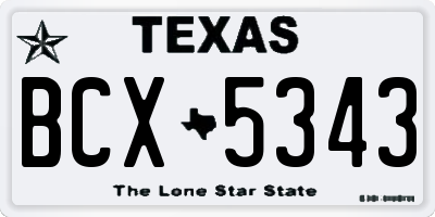 TX license plate BCX5343