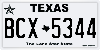 TX license plate BCX5344