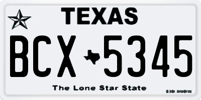 TX license plate BCX5345