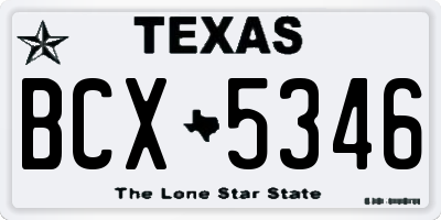 TX license plate BCX5346