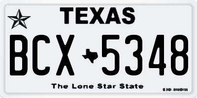 TX license plate BCX5348