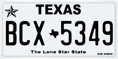 TX license plate BCX5349