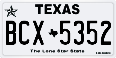 TX license plate BCX5352