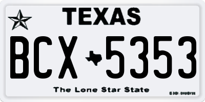 TX license plate BCX5353