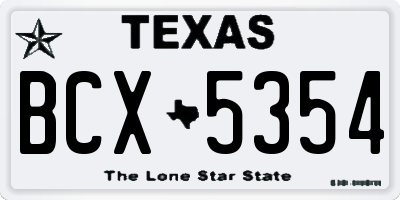 TX license plate BCX5354