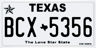 TX license plate BCX5356