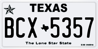 TX license plate BCX5357