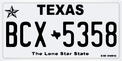 TX license plate BCX5358