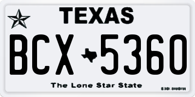 TX license plate BCX5360