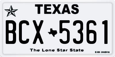 TX license plate BCX5361
