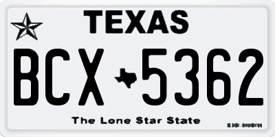 TX license plate BCX5362