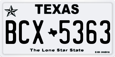 TX license plate BCX5363