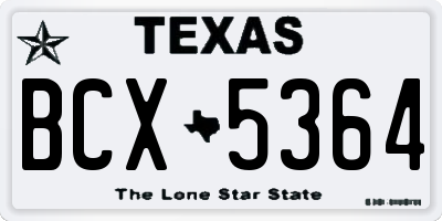 TX license plate BCX5364