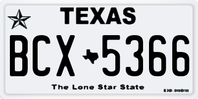 TX license plate BCX5366