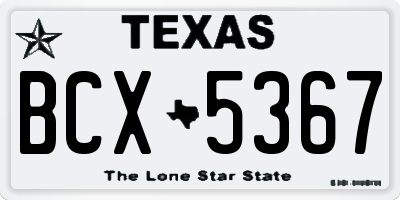 TX license plate BCX5367