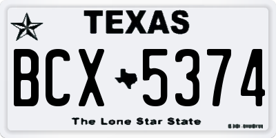 TX license plate BCX5374
