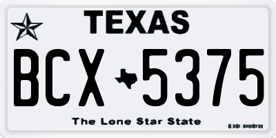 TX license plate BCX5375