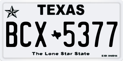 TX license plate BCX5377
