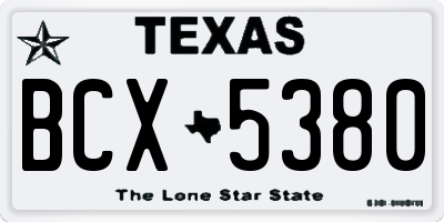 TX license plate BCX5380