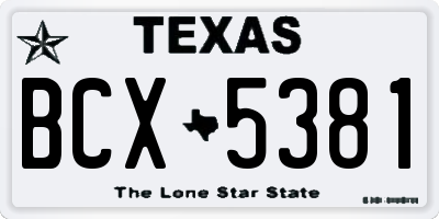 TX license plate BCX5381