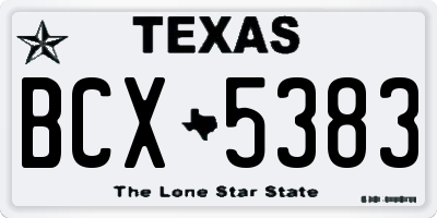 TX license plate BCX5383