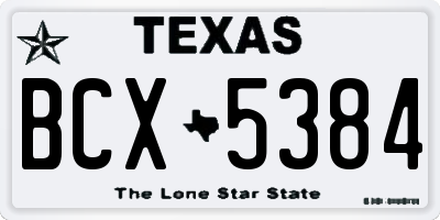 TX license plate BCX5384