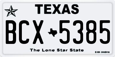 TX license plate BCX5385