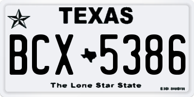 TX license plate BCX5386