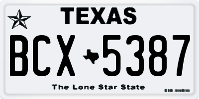 TX license plate BCX5387