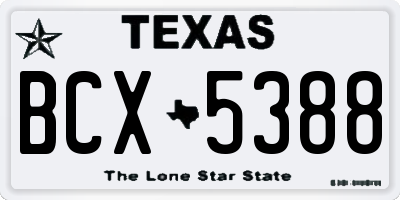 TX license plate BCX5388