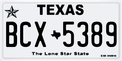 TX license plate BCX5389