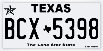 TX license plate BCX5398