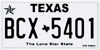 TX license plate BCX5401