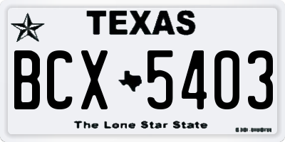 TX license plate BCX5403